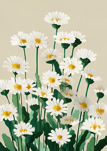 White Daisies in Bloom Art Print
