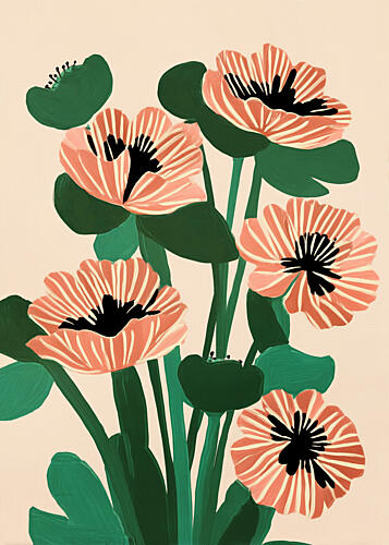 Vibrant Peach Blooms Art Print
