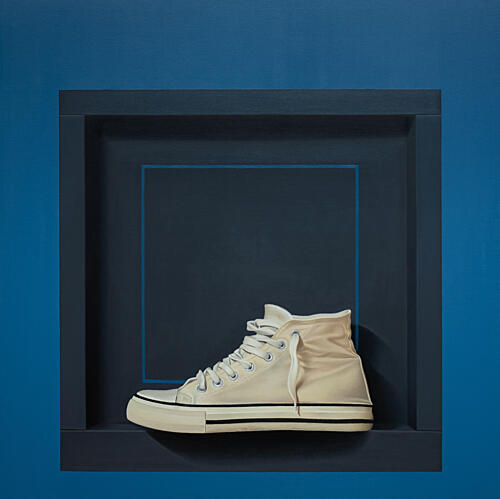 Minimalist Blue Sneaker Art Print by Ildefonso Martin