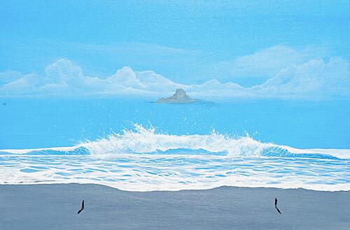 Waves on Blue Beach Art Print by Fredrik Olsen