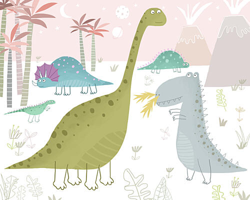 Cute Pastel Dinosaurs Art Print
