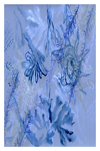 Underwater Serenity Blue Art Print by Cartissi