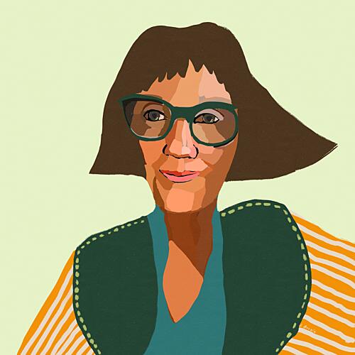 Smiling Woman in Glasses Art Print