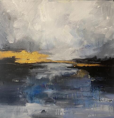 Golden Horizon Reflection Gold Print
