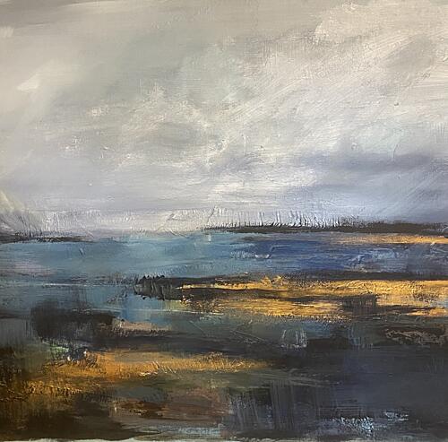 Golden Horizon Waterscape Gold Print