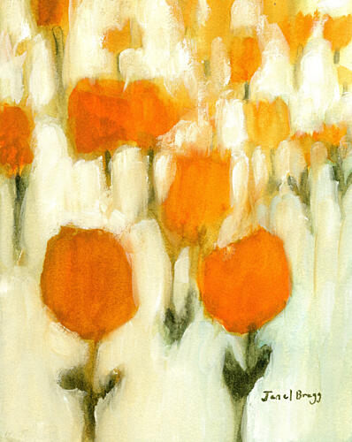 Warm Abstract Flowers Art Print