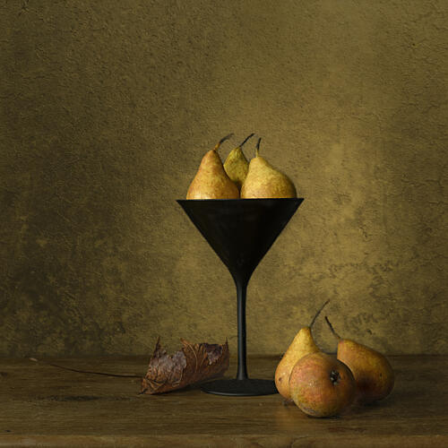 Moody Golden Pears Gold Print
