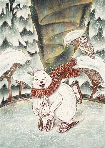 Joyful Winter Skate Art Print by Olena Kovalova