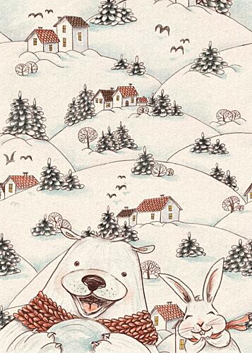 Cheerful Snow Friends Art Print by Olena Kovalova