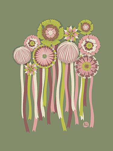 Gentle Floral Ribbons Art Print by Aia Ueno