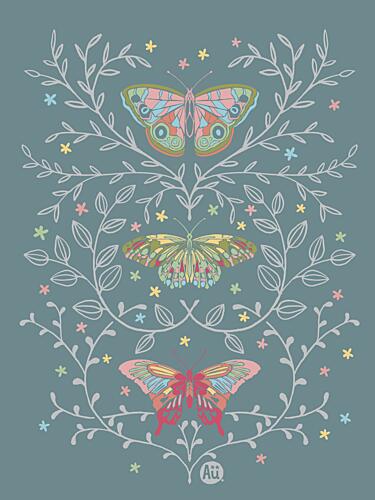 Whimsical Garden Butterflies Art Print by Aia Ueno