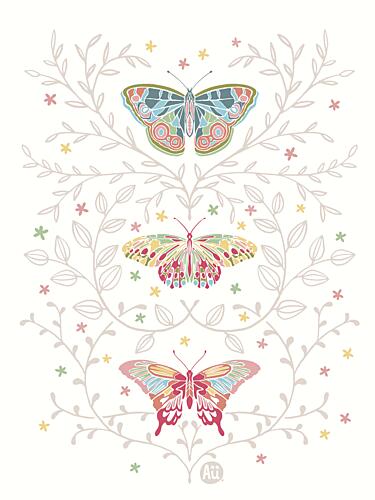Graceful Butterfly Vines Art Print by Aia Ueno