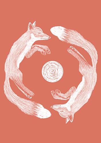 Dreaming Fox Embrace Art Print