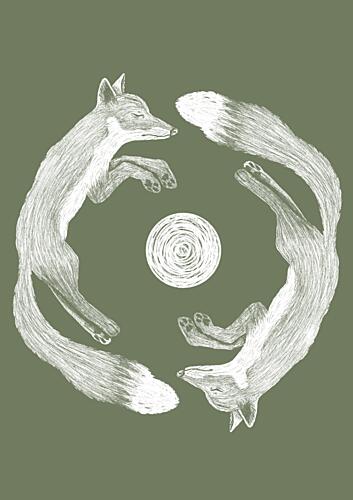 Celestial Fox Circle Art Print