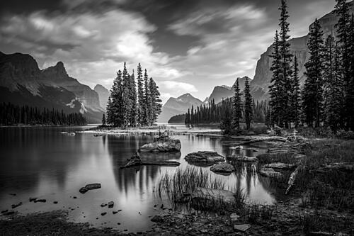Majestic Mountain Lake Island Art Print by Christoph Schaarschmidt