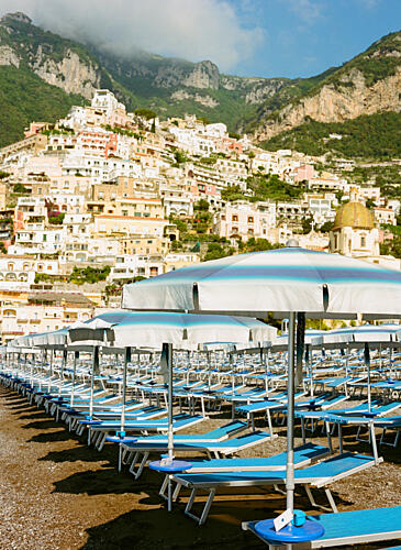 Picturesque Beach Town Gold Print