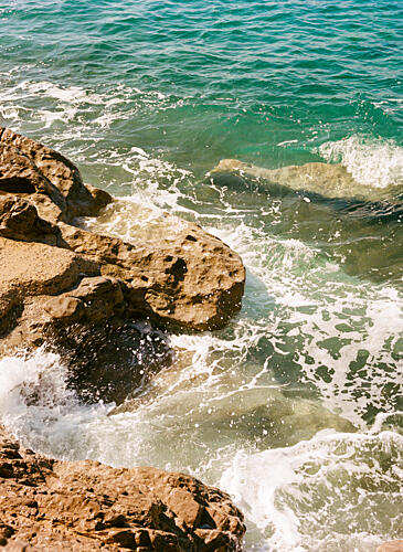 Turquoise Coastal Rocks Art Print