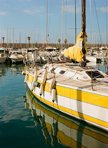 Golden Marina Sailboat Gold Print