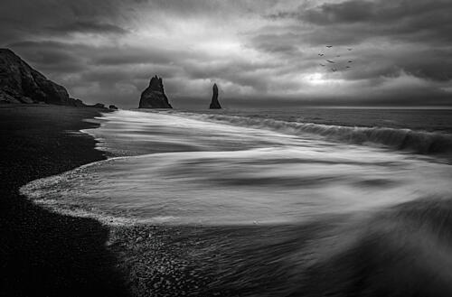 Dramatic Black Sand Beach Art Print by Irene Wu