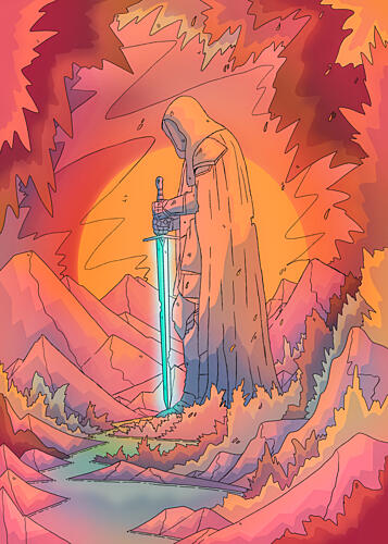 Mystic Knight and Glowing Sword Art Print