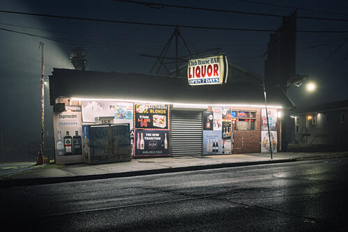 Foggy Night Liquor Store Art Print