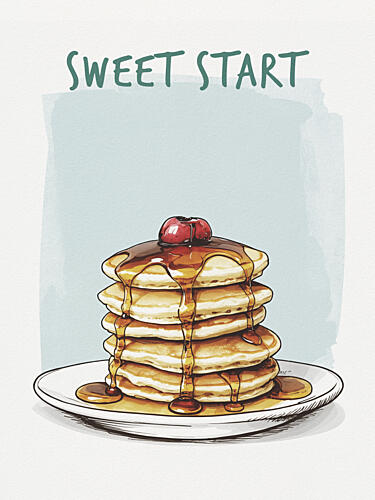 Sweet Breakfast Pancakes Gold Print