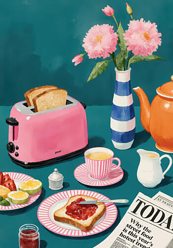 Bright Morning Breakfast Art Print by Neetesh Kumar