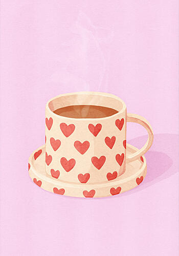 Pink Heart Mug Warm Coffee Art Print by Neetesh Kumar