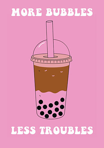 Pink Bubble Tea Fun Art Print by Neetesh Kumar