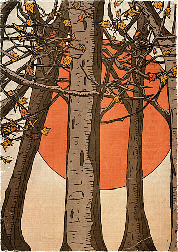 Autumn Trees Sunset Art Print