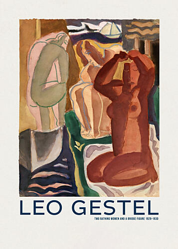 Two Bathing Women and a Bridge Figure Art Print