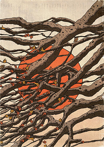 Autumn Branches Setting Sun Art Print
