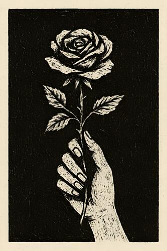 Rose in Hand Art Print