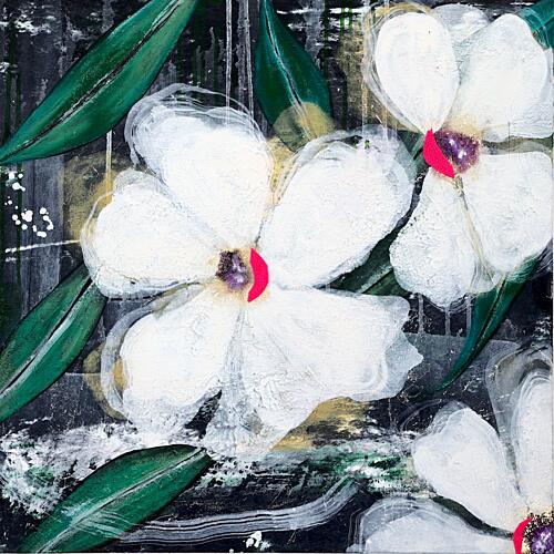 White Abstract Blooms Art Print