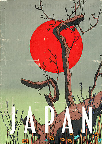 Japan Red Sun Tree Art Print