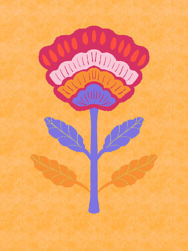 Vibrant Folk Flower Art Print