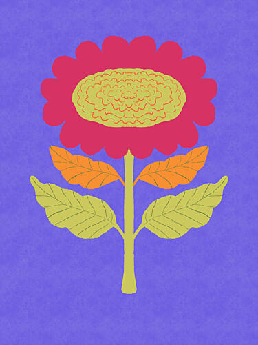 Pink Folk Flower Art Print