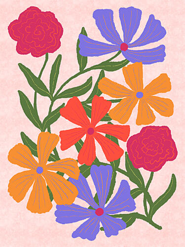 Vibrant Garden Flowers Art Print
