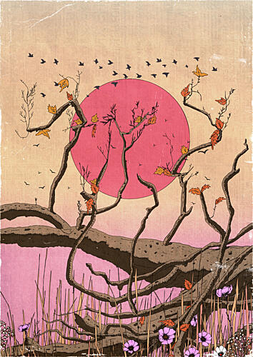 Pink Sky Autumn Serenity Art Print