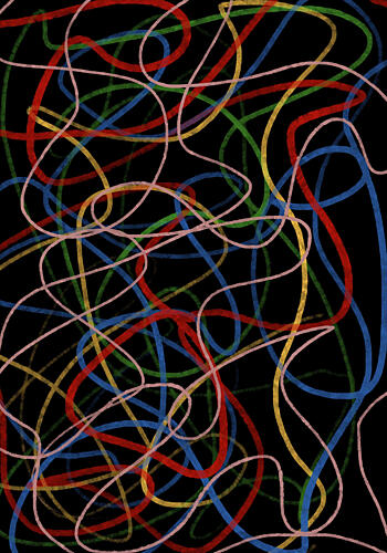 Colorful Tangled Lines Art Print by Cesare Bellassai Art