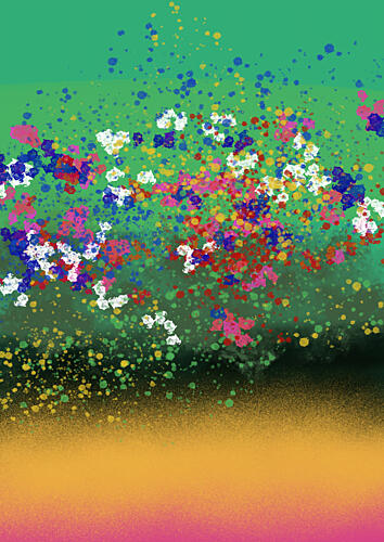 Vibrant Splatter Meadow Art Print by Cesare Bellassai Art