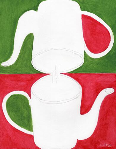 Red Green Teapots Art Print