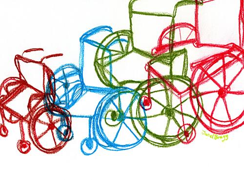 Colorful Stroller Drawings Art Print