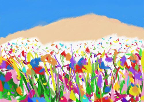 Vibrant Floral Landscape Art Print by Cesare Bellassai Art