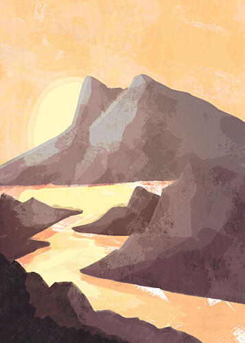 Golden Hour Mountains Gold Print
