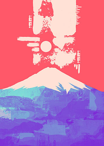 Mount Fuji Red Abstract Art Print