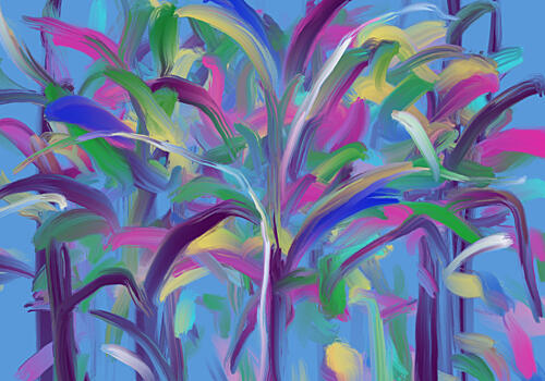 Vibrant Abstract Foliage Art Print by Cesare Bellassai Art