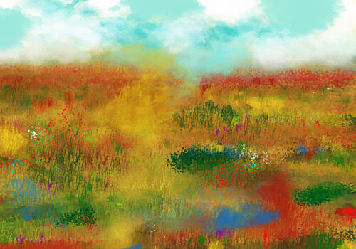 Vibrant Field Path Art Print by Cesare Bellassai Art