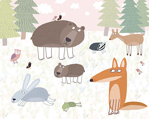 Forest Animal Friends Art Print