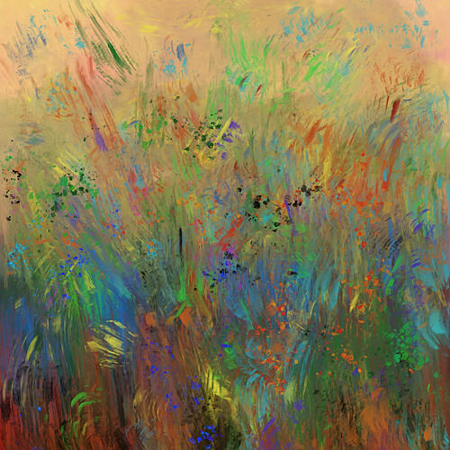 Colorful Meadow Abstract Art Print by Cesare Bellassai Art